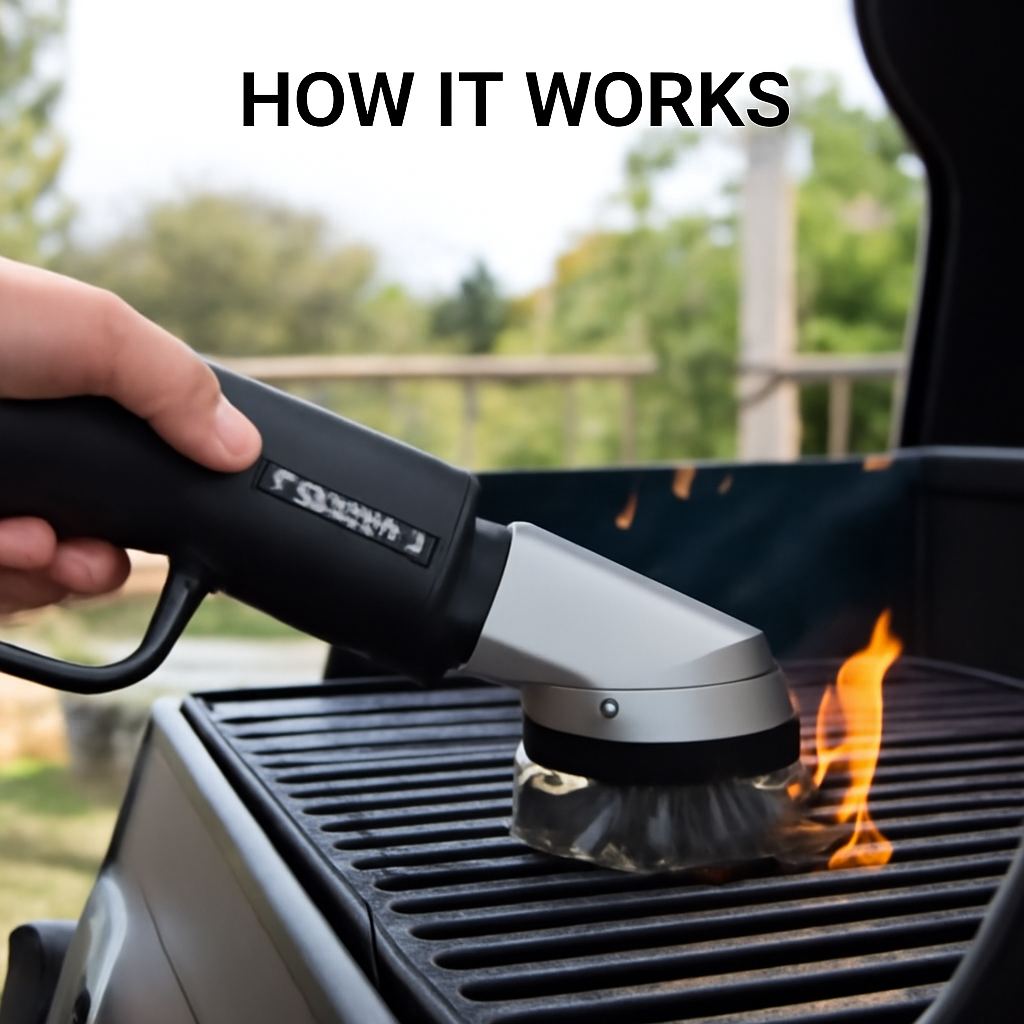 Sakerplus Electric Grill Brush - How It Works Image
